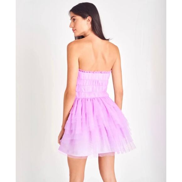 LoveShackFancy NWT Pink Purple Faron Tiered Bow Tulle Ballerina Mini Dress 4 - Picture 5 of 16
